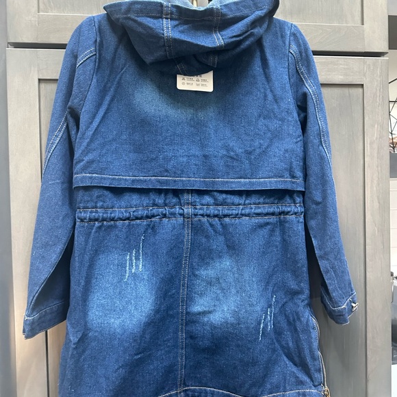 Huidan Jeans jean jacket size large NWT dark denim with distressed accents - Picture 7 of 12